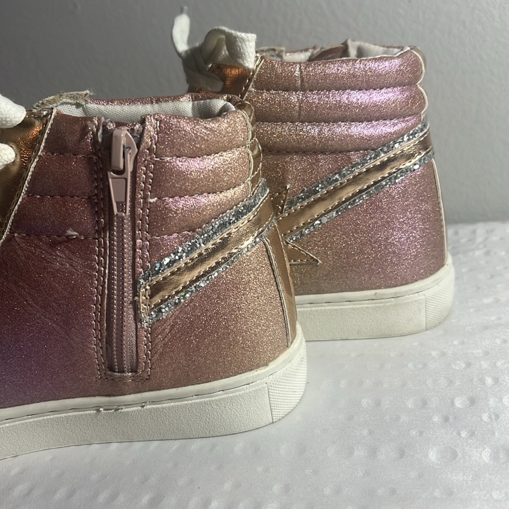 Steve Madden Girls Pink shine top high sneakers size 3 - Picture 7 of 9
